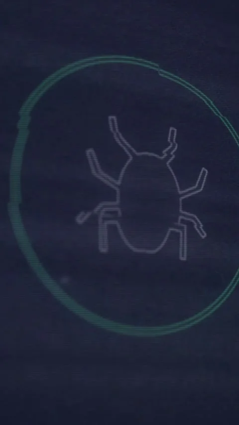 Animation of data processing with bug icon on black background Stock Footage 320330494