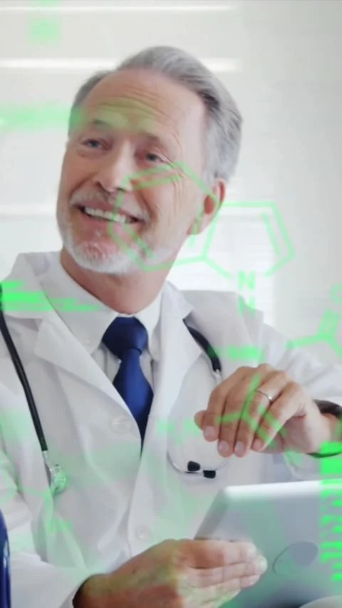 Animation of data processing on caucasian male doctor on wheelchair using tablet Stock Footage 343645152
