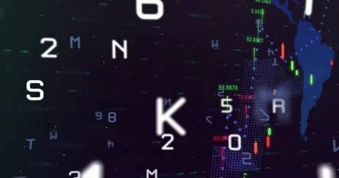 Animation of data processing, charts and world map on black background Stock Footage 330339084