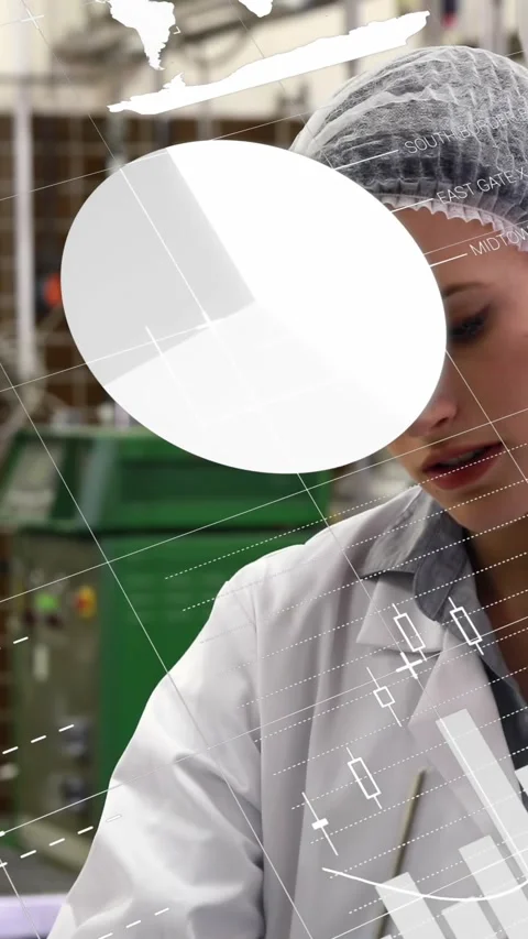 Animation of data processing on charts over caucasian male and female scientist Stock Footage 344723467