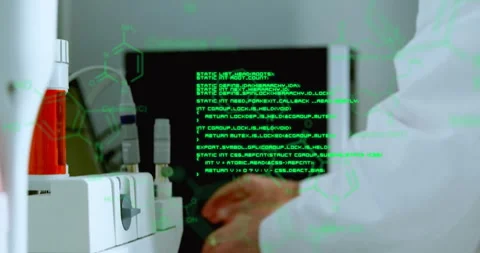 Animation of data processing with chemical formula over caucasian male scientist Stock Footage 309741994