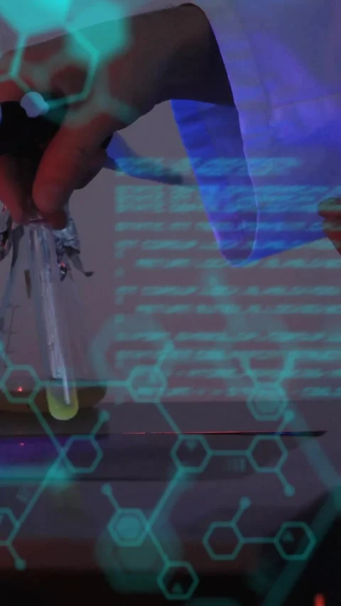 Animation of data processing with chemical formula over caucasian male scientist Stock Footage 343028327