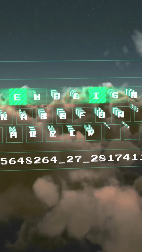 Animation of data processing on computer keyboard over clouds Video stock 343091414