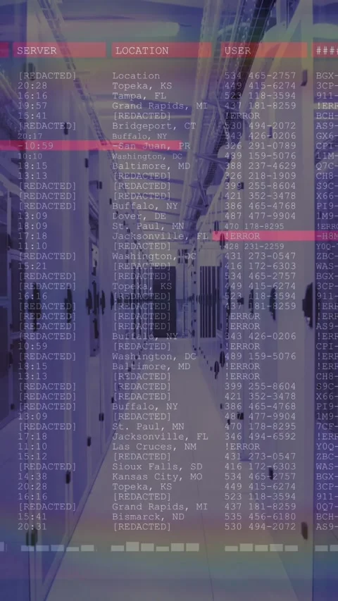 Animation of data processing on computer screens over tech room with computer Stock Footage 342004179