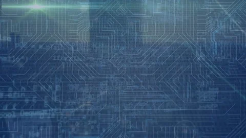 Animation of data processing with connecting dots, hud elements on digital Stock Footage 329704738