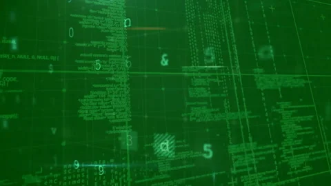 Animation of data processing with cyberattack warning on green background Video stock 310408087