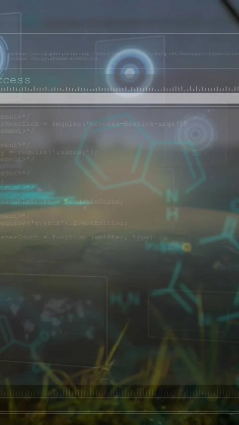 Animation of data processing on digital interface over women running on indoor Stock Footage 343887703