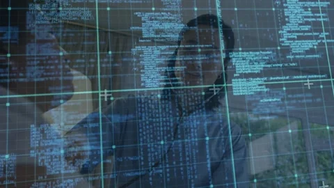 Animation of data processing on digital screen over asian female doctor checking Stock Footage 326626575
