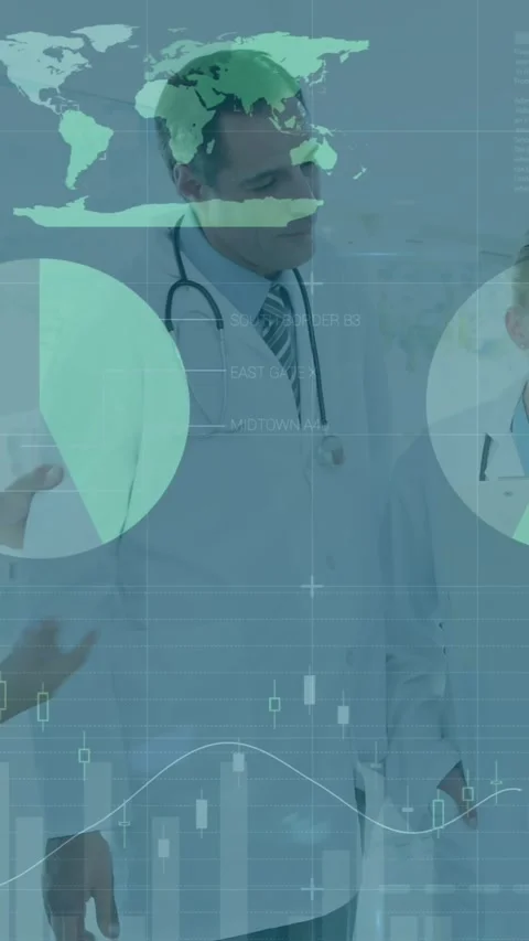 Animation of data processing on diverse health workers calling doctors for an Stock Footage 344706241