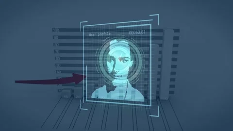 Animation of data processing with diverse people icons over clock and graph on Stock Footage 325773990