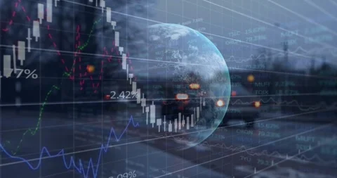Animation of data processing globe and binary coding over grid Stock Footage 330728171