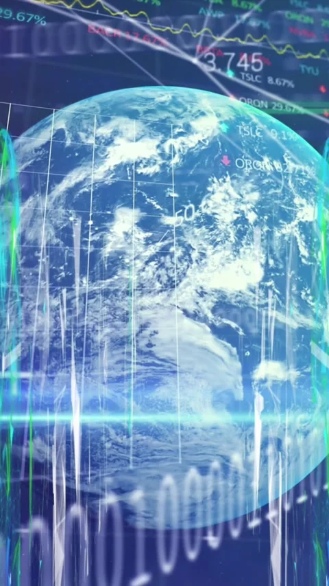 Animation of data processing, globe and connections on navy background Stock Footage 344722505