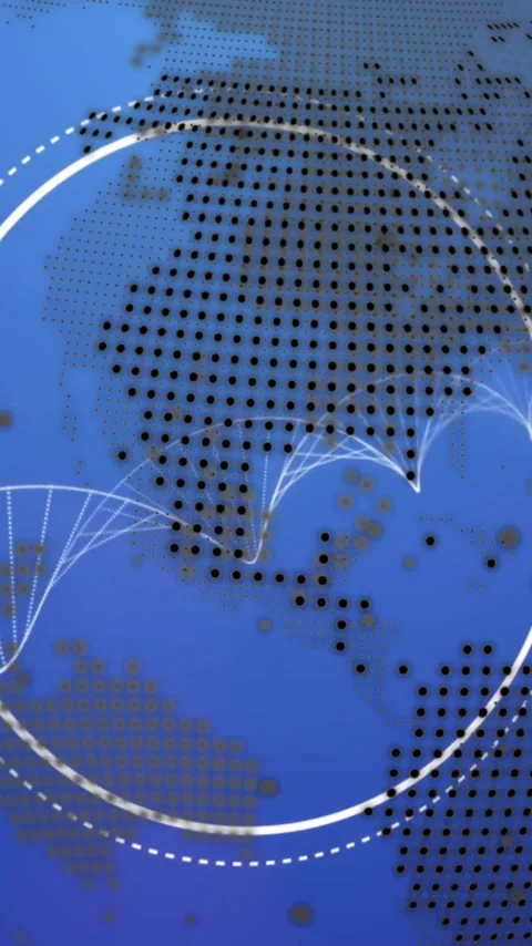 Animation of data processing with globe over dna strand on blue background Stock Footage 320330438