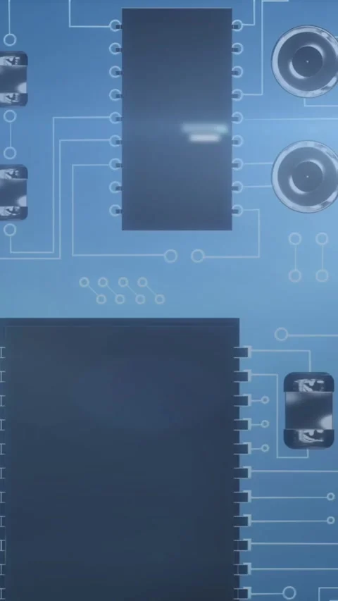 Animation of data processing on glowing computer circuit board Stock Footage 342097404