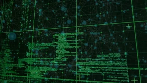 Animation of data processing in green and black space Stockbeeldmateriaal 327126991