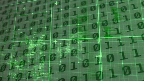 Animation of data processing on green background with binary code Stock Footage 327359751
