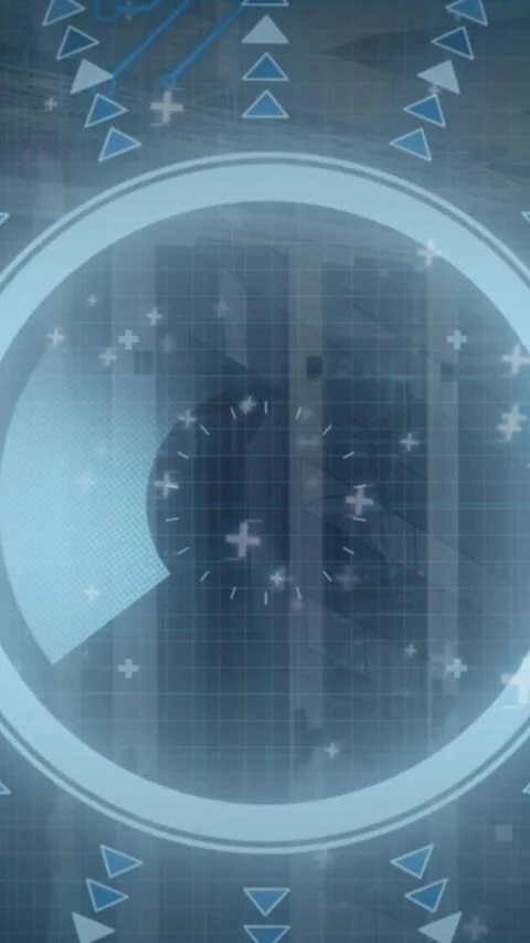 Animation of data processing with hud on digital interface against server room Stock Footage 344613769