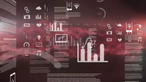 Animation of data processing with icon over dna strand on red background Vídeos de archivo 330254638