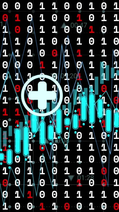 Animation of data processing with icons over binary coding on black background Stock Footage 324022594