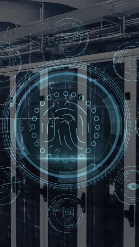 Animation of data processing with icons over computer servers Stock Footage 342801753