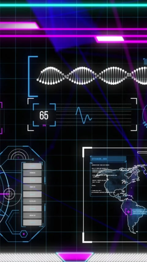 Animation of data processing on interface Stock Footage 342097682