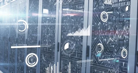 Animation of data processing, light spot and microprocessor connections against Vídeo Stock 243882472