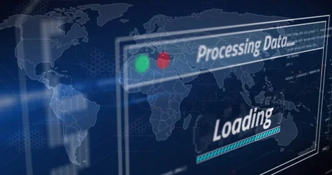 Animation of data processing loading against world map Stock Footage 316217052