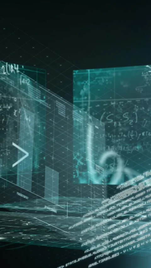 Animation of data processing with mathematical equations on black background Stock Footage 344524557