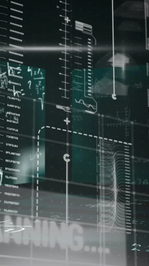 Animation of data processing with mathematical equations on black background Stock Footage 344593981
