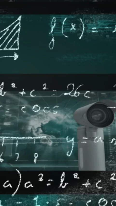 Animation of data processing with mathematical equations on black background Stock Footage 344594028