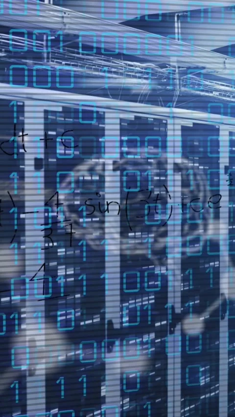 Animation of data processing with molecules, brain and mathematical equations Stock Footage 344402640