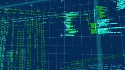 Animation of data processing on navy background Stock Footage 327584144