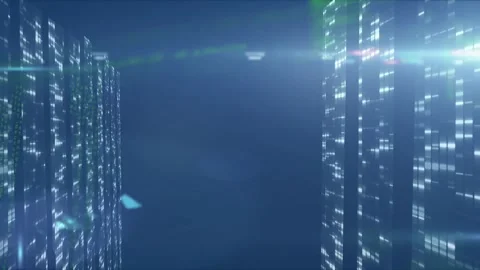 Animation of data processing on navy background with lights Stock Footage 327592087