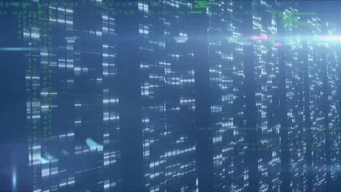 Animation of data processing on navy background with lights Stock Footage 327780971