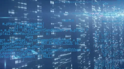 Animation of data processing on navy background with lights Stock Footage 328353916
