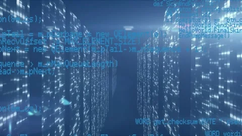 Animation of data processing on navy background with lights Stock Footage 328407179