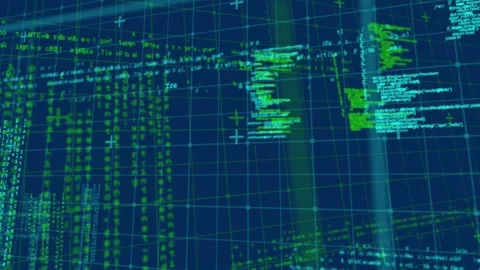 Animation of data processing on navy background Stock Footage 329122976