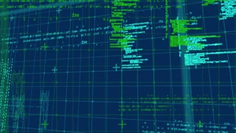 Animation of data processing on navy background Stock Footage 329222635