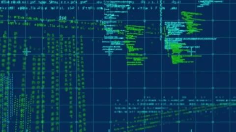 Animation of data processing on navy background Video stock 330107344