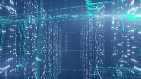 Animation of data processing on navy background with lights Stock Footage 330166694