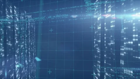 Animation of data processing on navy background with lights Stock Footage 330254263