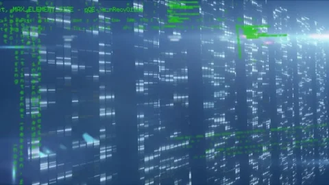 Animation of data processing on navy background with lights Stock Footage 330468538