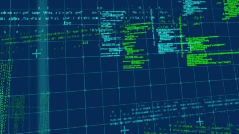 Animation of data processing on navy background Video stock 330731642