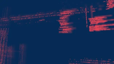 Animation of data processing on navy background Video stock 330735023