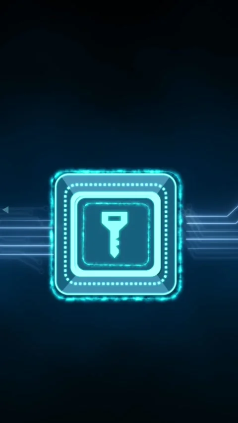 Animation of data processing with online security key over computer circuit Stock Footage 342004577