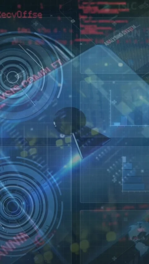 Animation of data processing, online security padlock and circuit board Stock Footage 344011656