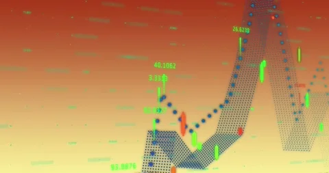 Animation of data processing on orange background Video stock 328415042