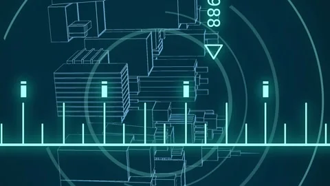 Animation of data processing over 3d cityscape Stock Footage 312504614