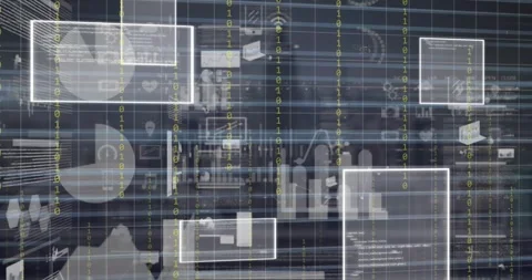 Animation of data processing over 3d cityscape Stock Footage 328351762
