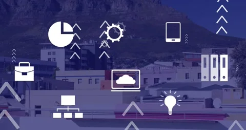 Animation of data processing over 3d cityscape Stock Footage 328970048